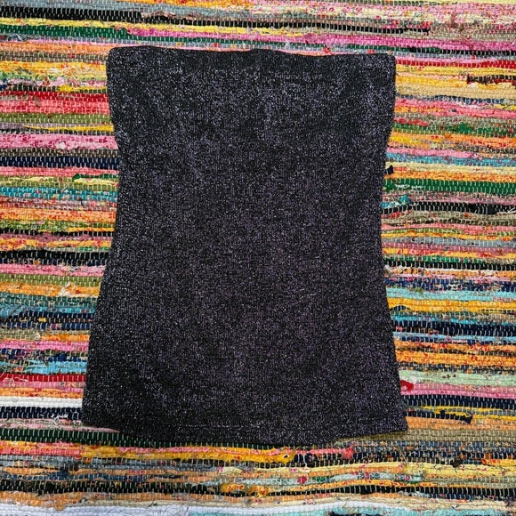 Vintage Y2K ANXIETY Black Metallic Bandeau Tube Top – Size Large Made in USA - Picture 1 of 2